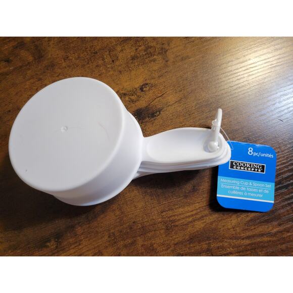 New Cooking Concepts Set Of 8 White Nesting Measuring Cups & Spoons - Picture 4 of 4